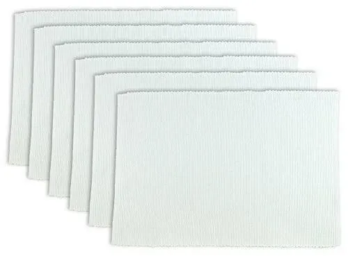 DII Basic Everyday Ribbed Tabletop 100% Cotton, Placemat Set, 13x19, Summer Check, 6 Piece