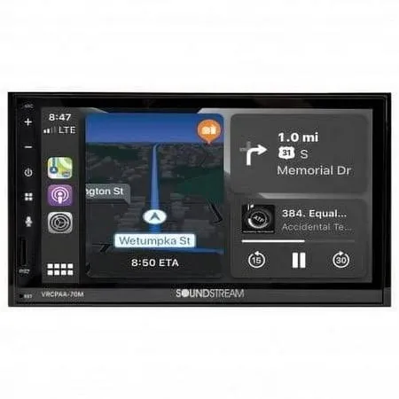 Soundstream VRCPAA-70M 7&#034; Double DIN Bluetooth Apple CarPlay &amp; Android +Camera 2