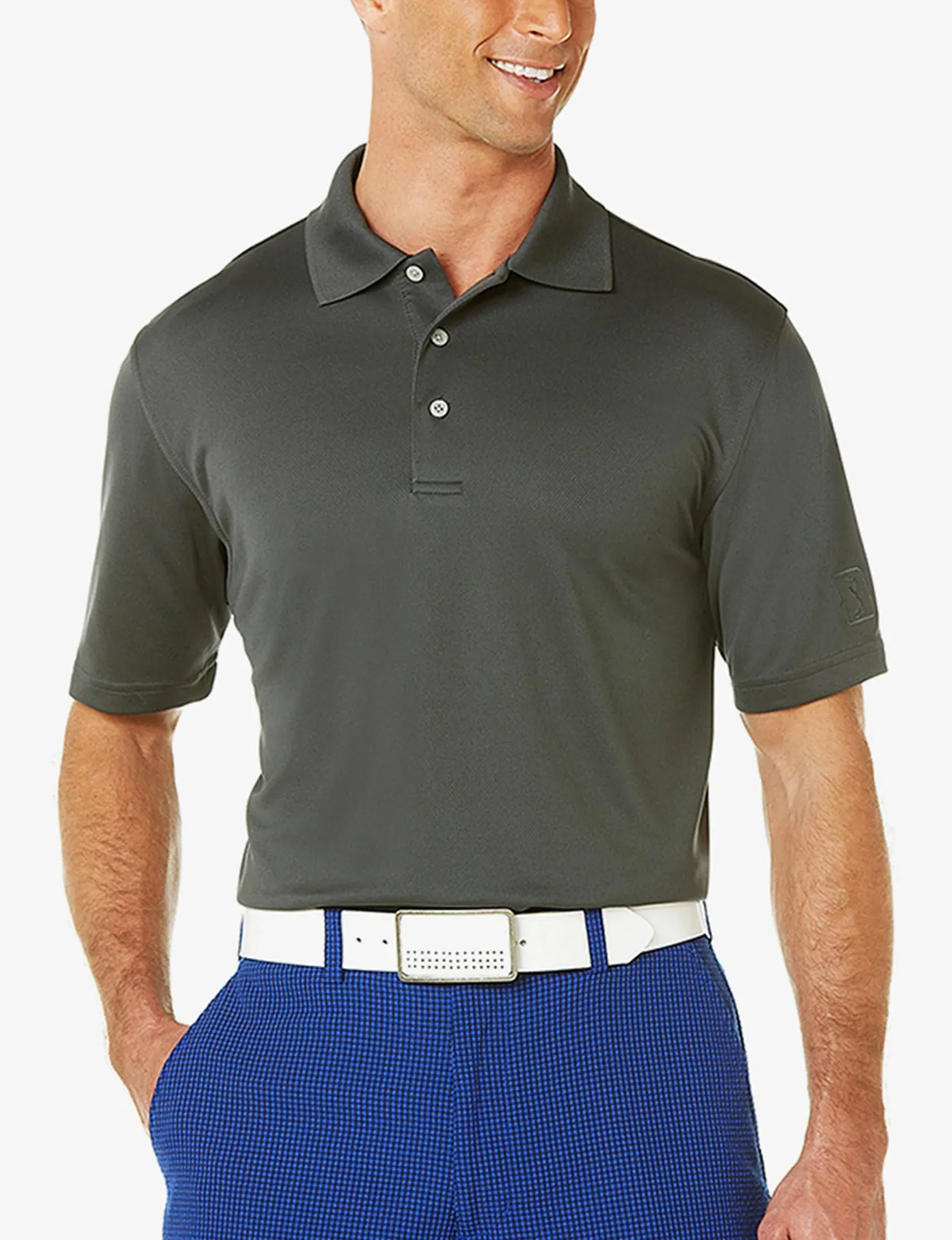 Pga Tour Mens Airflux Solid Polo Shirt