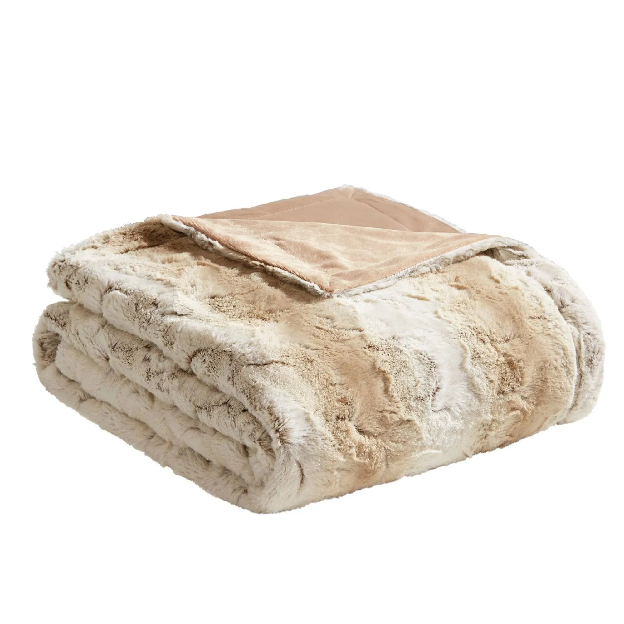 Home Essence Marselle Oversized Faux Fur Throw, Sand