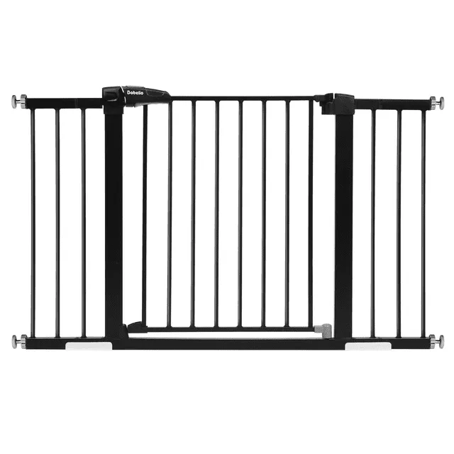 BABELIO 29-55" Extra Wide Baby Gate with Wood Pattern, Metal Auto Close Dog Gate,Pressure Mounted Pet Gate for Doorways, with Y Threaded Spindle Rods, No Tools Required