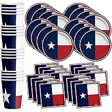 Texas State Flag Birthday Party Supplies Set Plates Napkins Cups Tableware Kit for 16