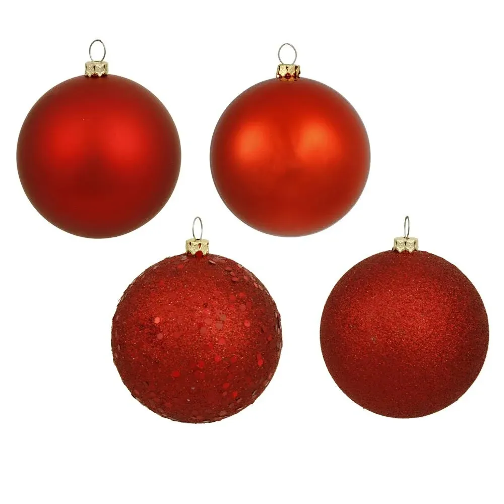 Vickerman 6" Red 4-Finish Ball Christmas Ornament