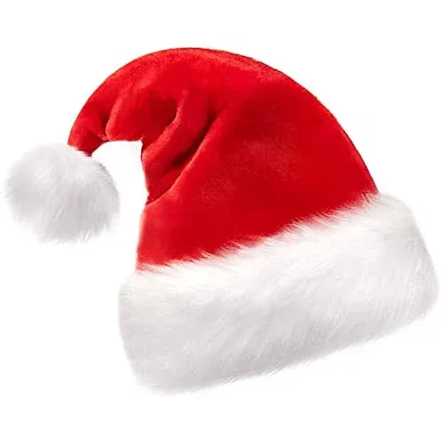 Juananiug Christmas Hat, Santa Hat, Xmas Holiday Hat for Unisex Adults, Extra Thicken Classic Fur for Christmas New Year Festive Holiday Party