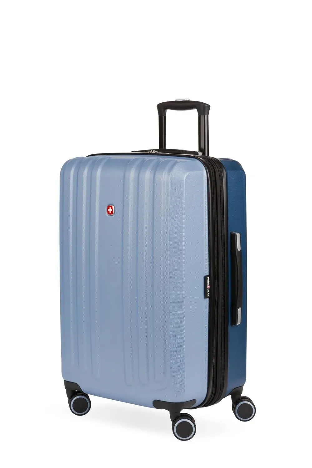 Swissgear 8028 Hardside Expandable Spinner Luggage, Light Blue/Navy, Checked-Medium 24-Inch