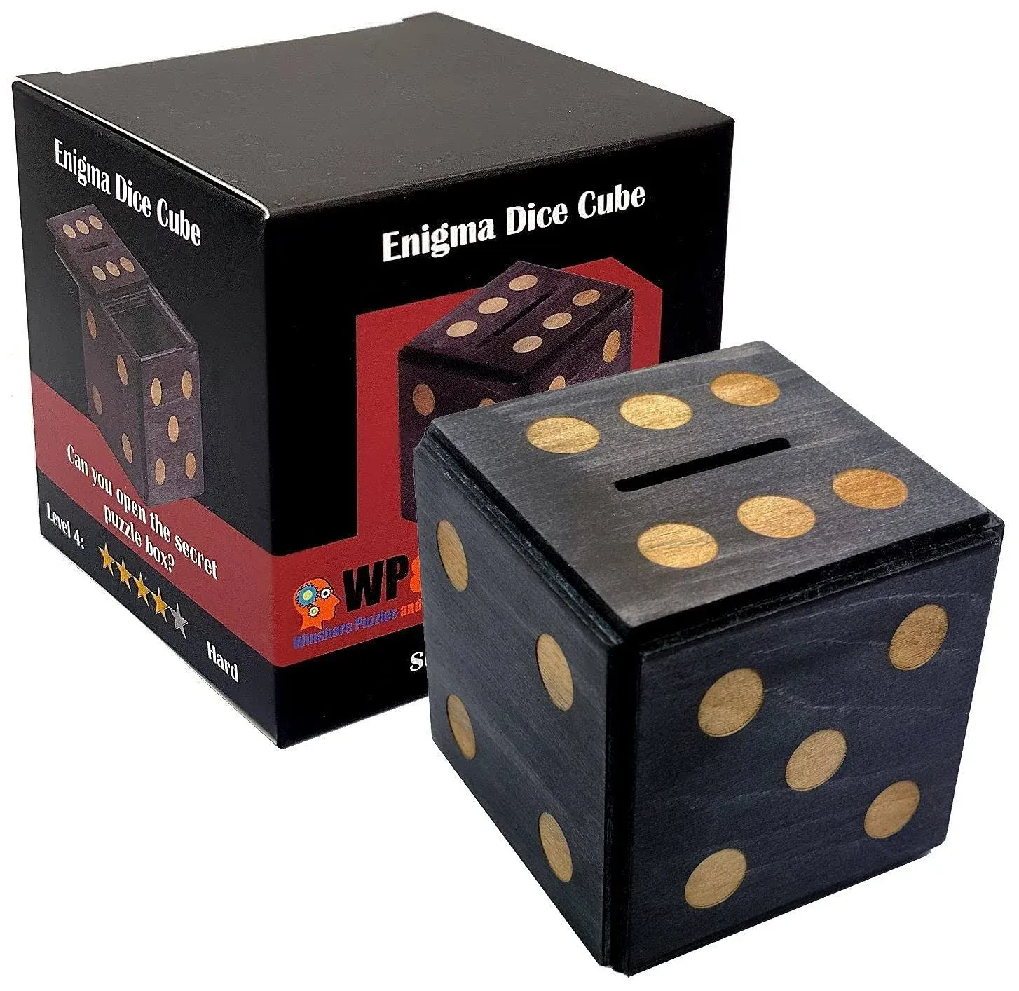 Puzzle Box Enigma Dice Cube - Money and Gift Holder in A Wooden Magic Trick Lock