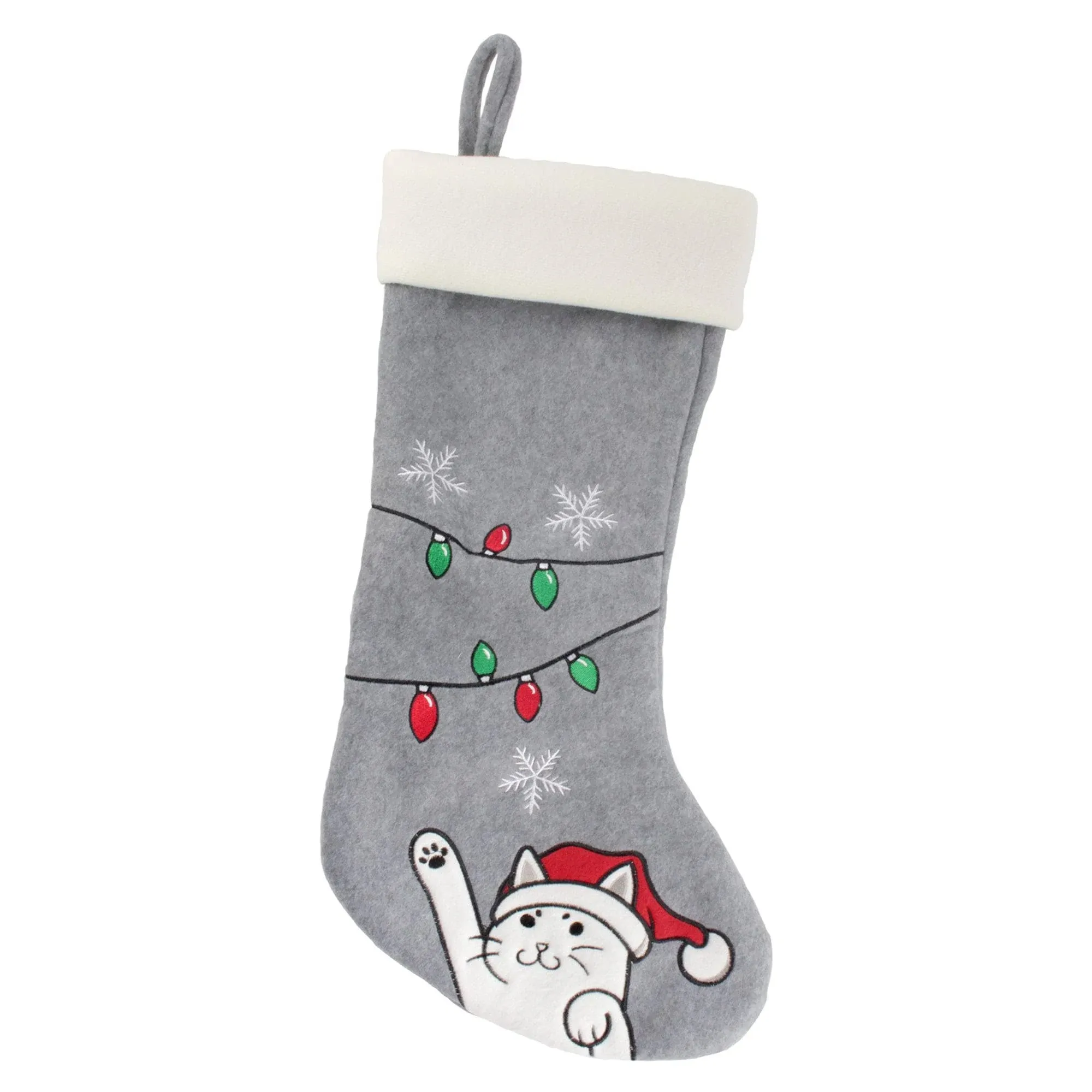 BambooMN Classic Hand Embroidered Sequined Cute Animal Christmas Stocking