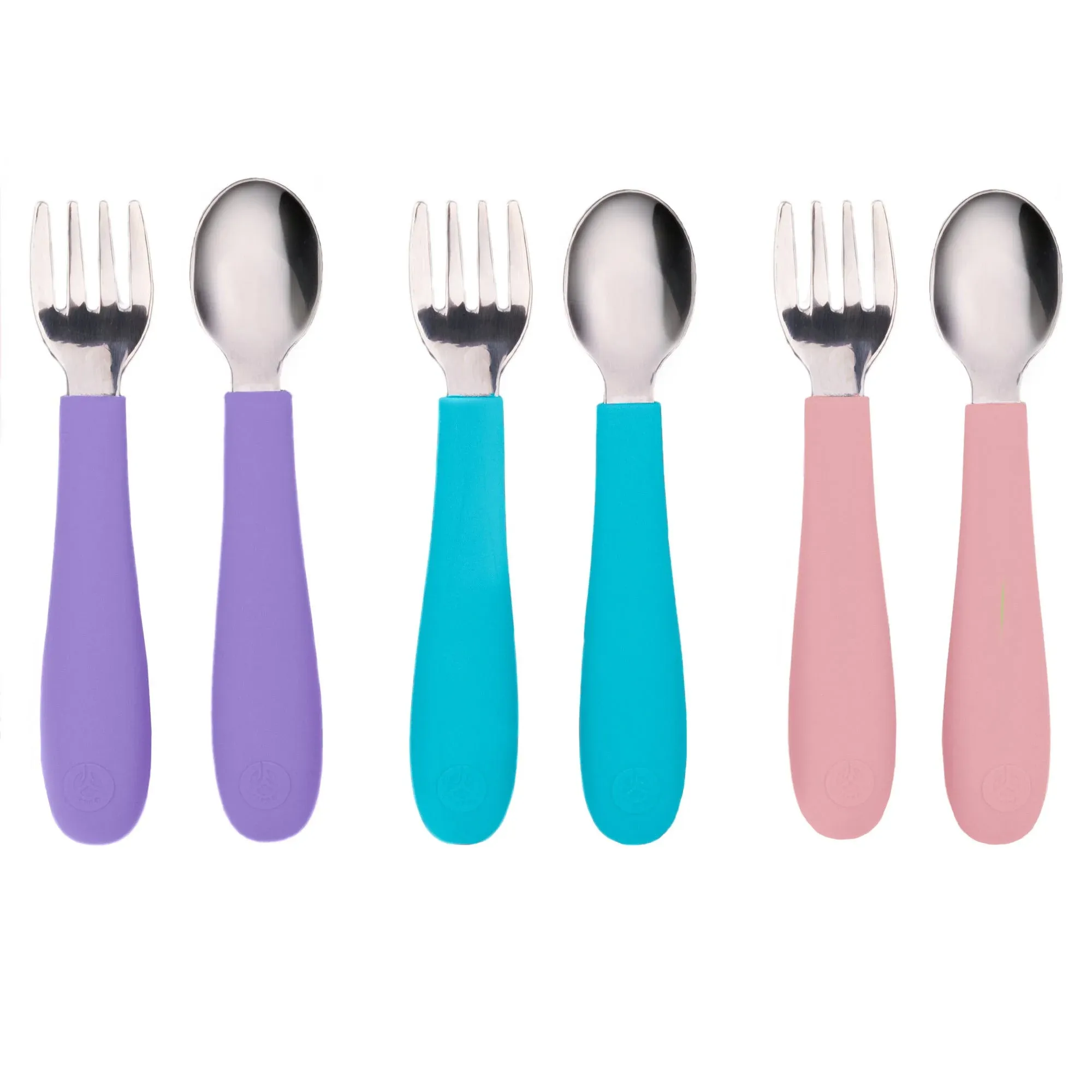 WeeSprout Toddler Utensils, 3 Forks & 3 Spoons, 18/8 Stainless Steel & Food Grade Silicone, Thick Easy-Grip Handles, Perfect Length For New Self Feeders, Gentle On Gums & Teeth, Dishwasher Safe