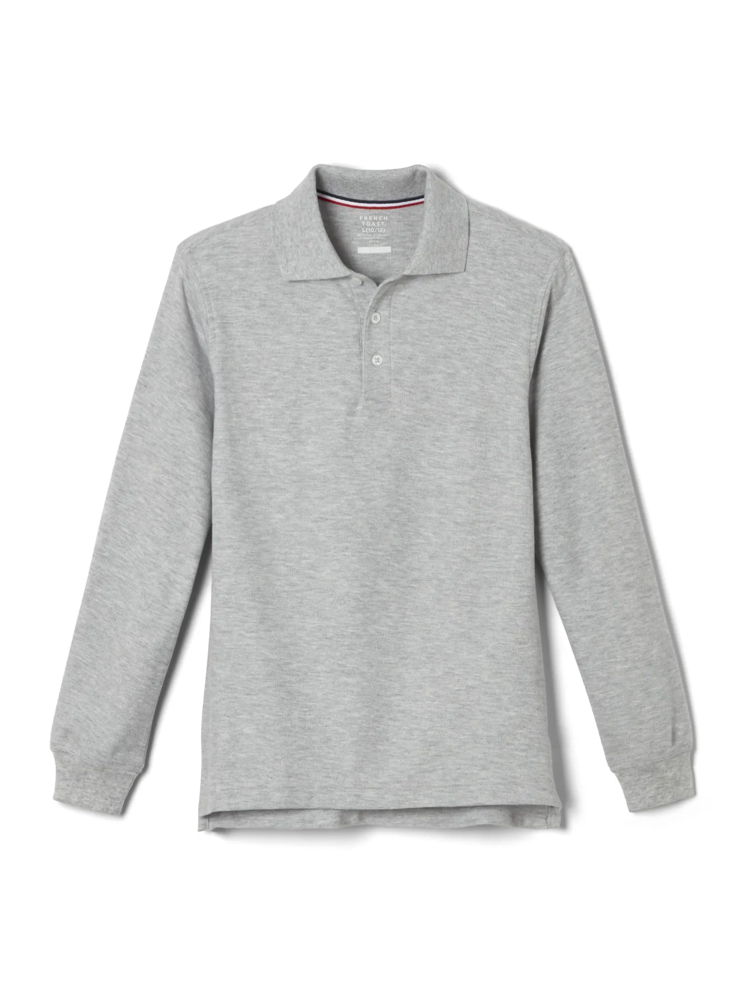 French Toast Grey Boys Long Sleeve Pique Polo Shirt