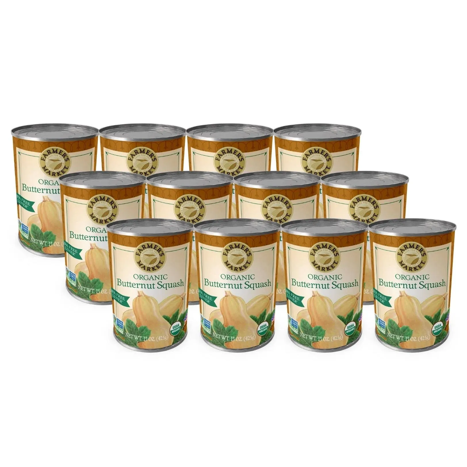 Farmer's Market Foods Canned Organic Butternut Squash Puree, 15-Ounce (Pack of 12)