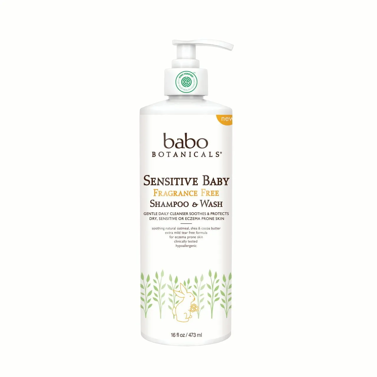 Babo Botanicals, Sensitive Baby Shampoo & Wash, Fragrance Free, 16 Oz