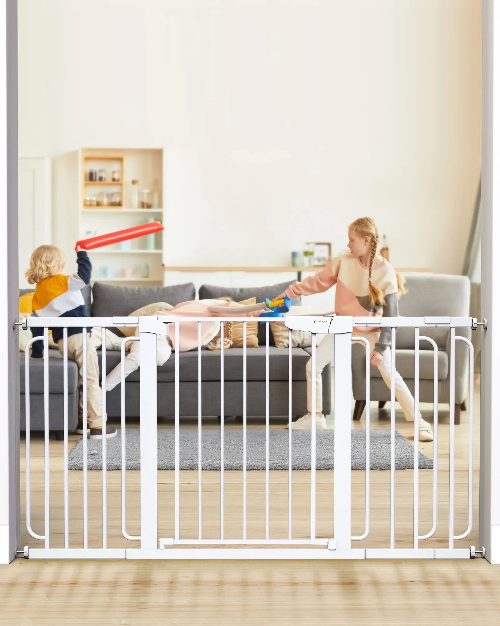 Mom's Choice Awards Winner-Cumbor Baby Gate for Stairs Extra Wide Dog Gate for Doorways