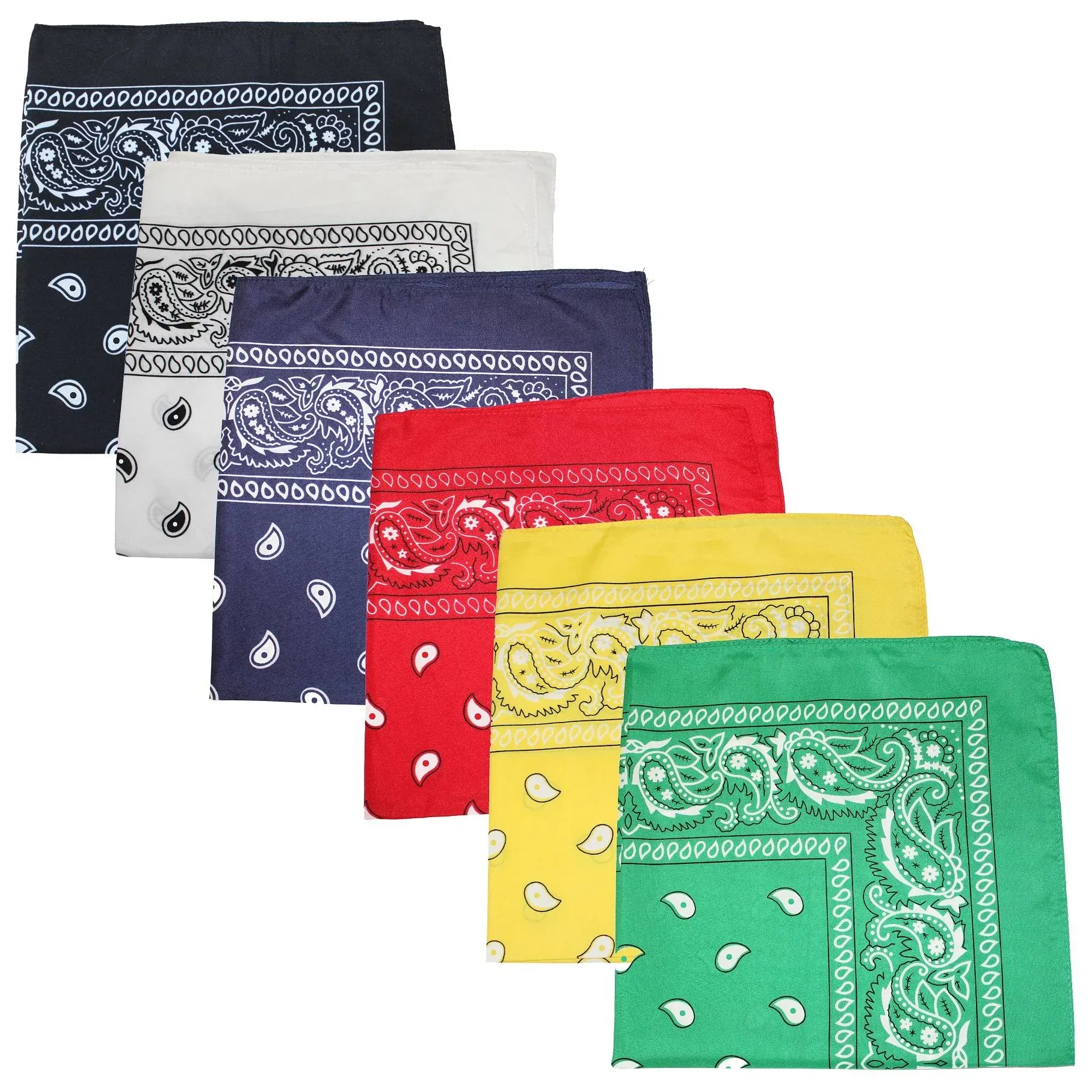 12 Pack Uni Style Apparel 100% Cotton 22 x 22 Inch Paisley Printed Bandana