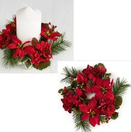 Factory Direct Craft Velveteen Poinsettia Candle Rings