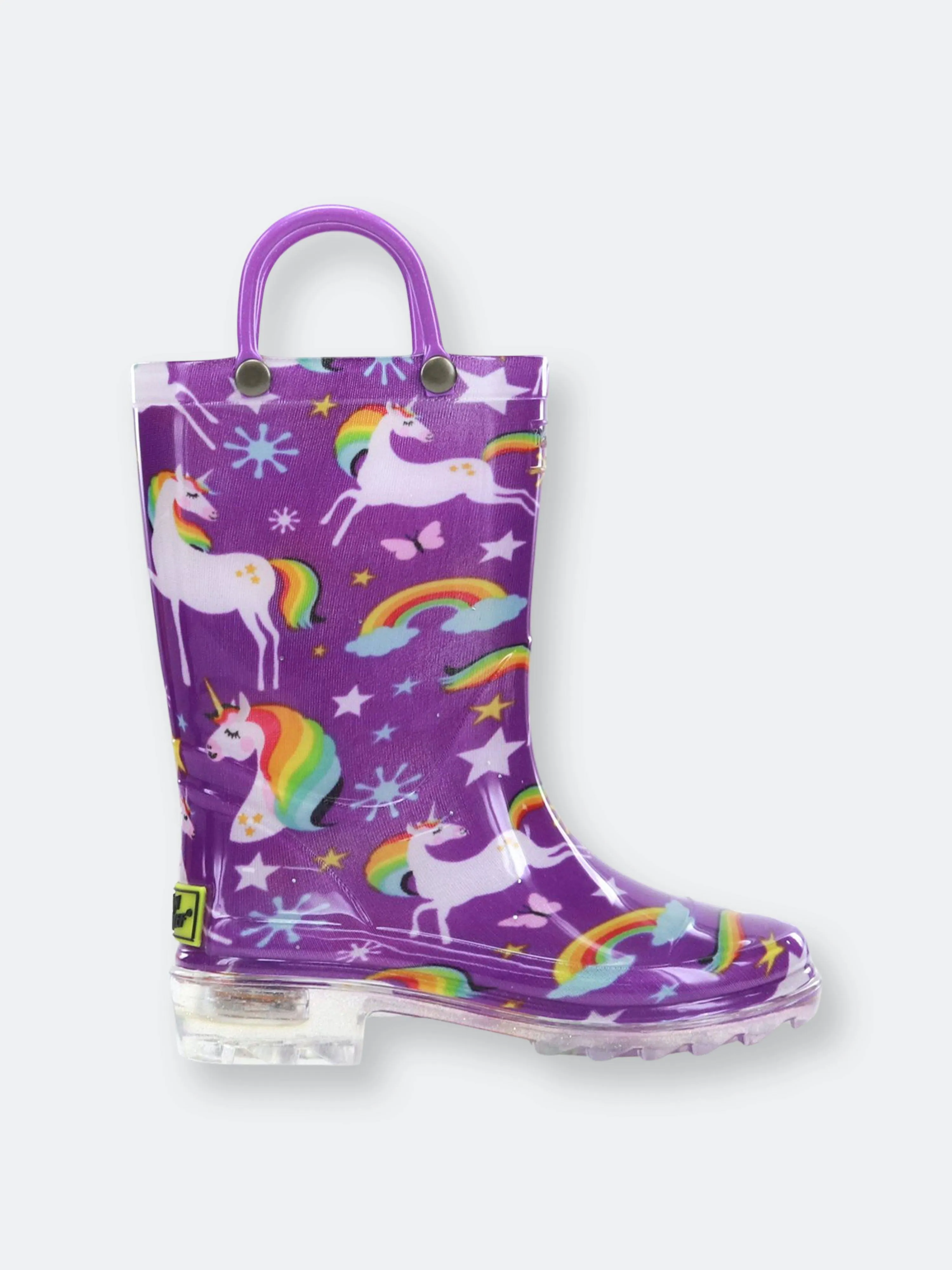 Western Chief Kids Rainbow Unicorn Lighted PVC Rain Boot - Purple