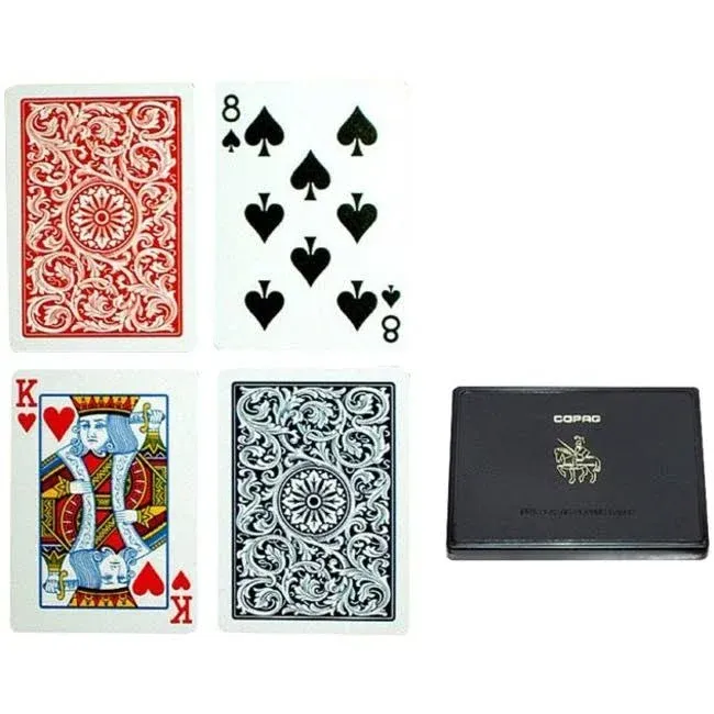 Copag 1546 Design 100% Plastic Playing Cards, Poker Size (Standard) Red/Blue (Regular Index, 1 Set)