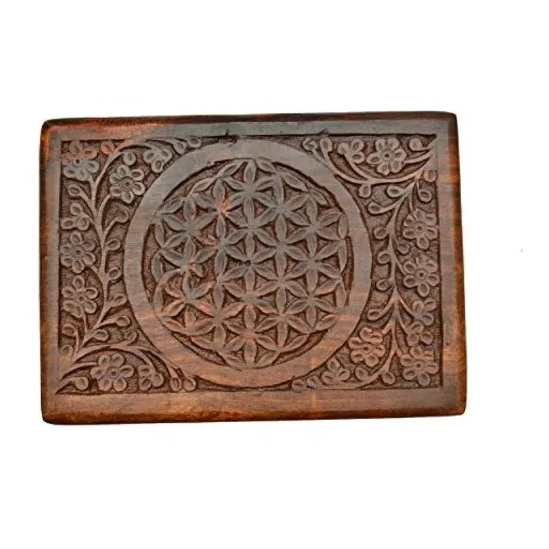 Wood Box Velvet Lined - Flower of Life