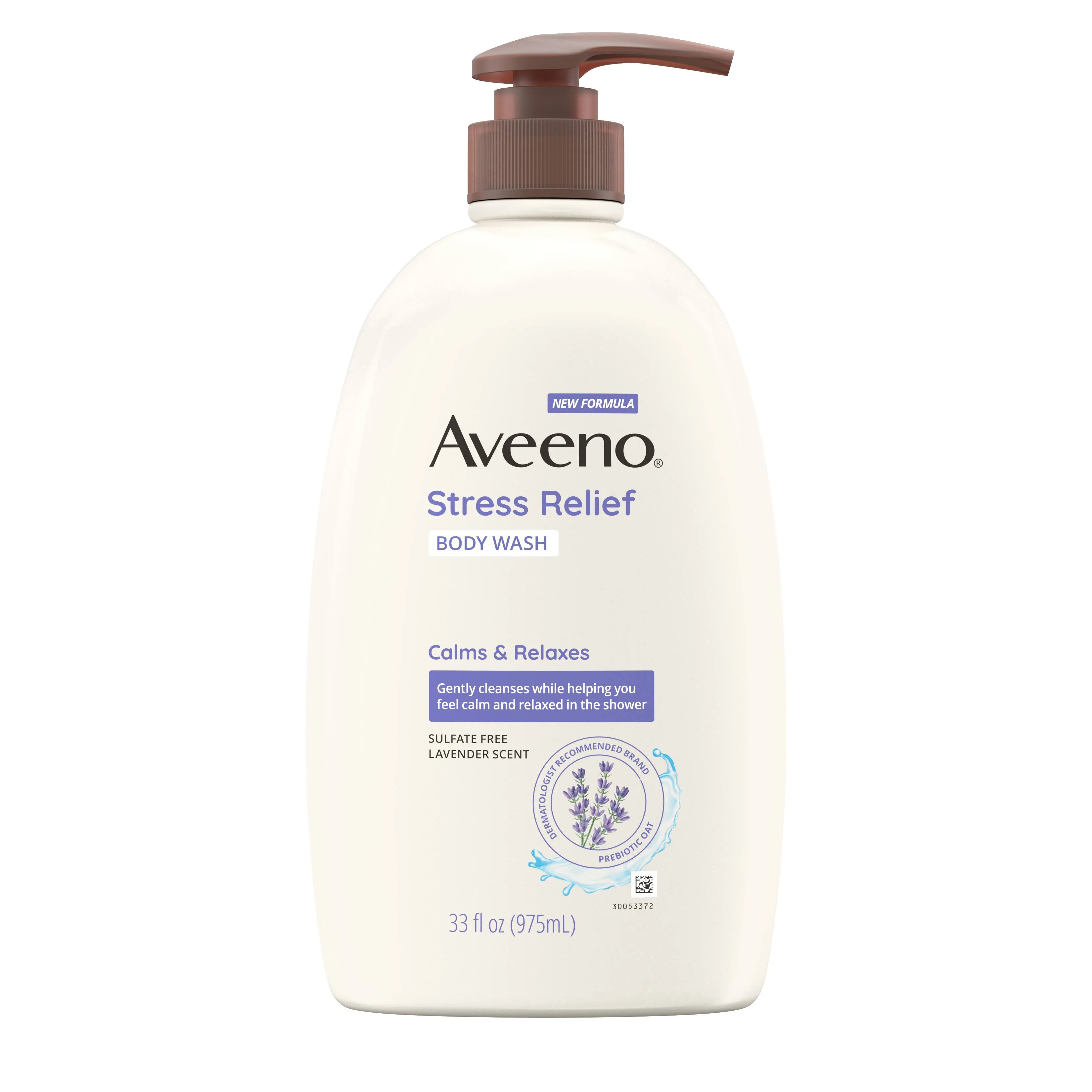 Aveeno Stress Relief Soap Free Body Wash W/ Prebiotic Oat，Lavender Scented，33 oz