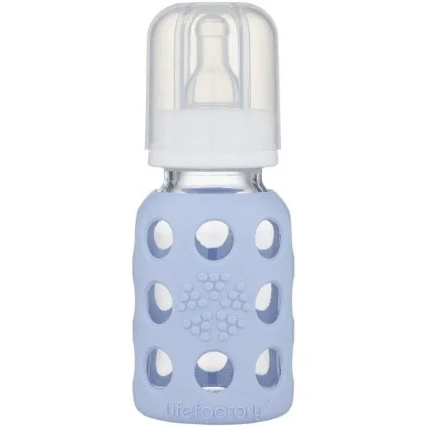 Lifefactory Glass Baby Bottle with Stage 1 Nipple and Protective Silicone Sleeve Banana 4 Oz