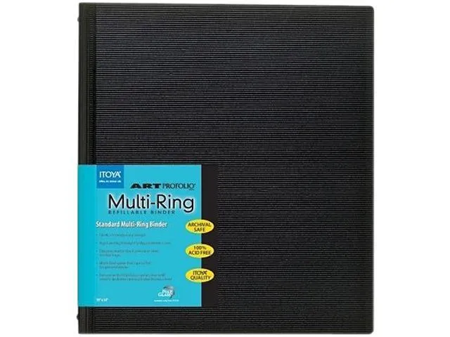 Itoya Of America, Ltd RB1114 11" x 14" Multi-Ring Binder, Recycled - Black