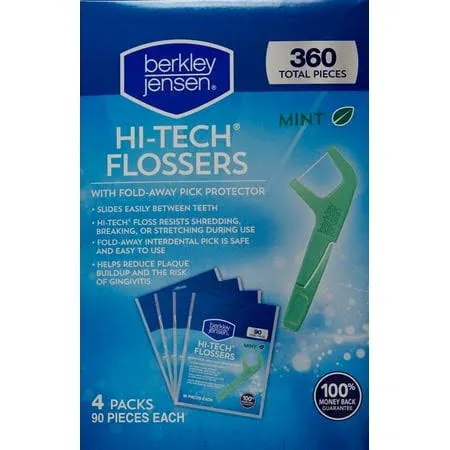 Berkley Jensen Hi-Tech Mint Flossers Fold Away Pick Protector, 360 Pieces