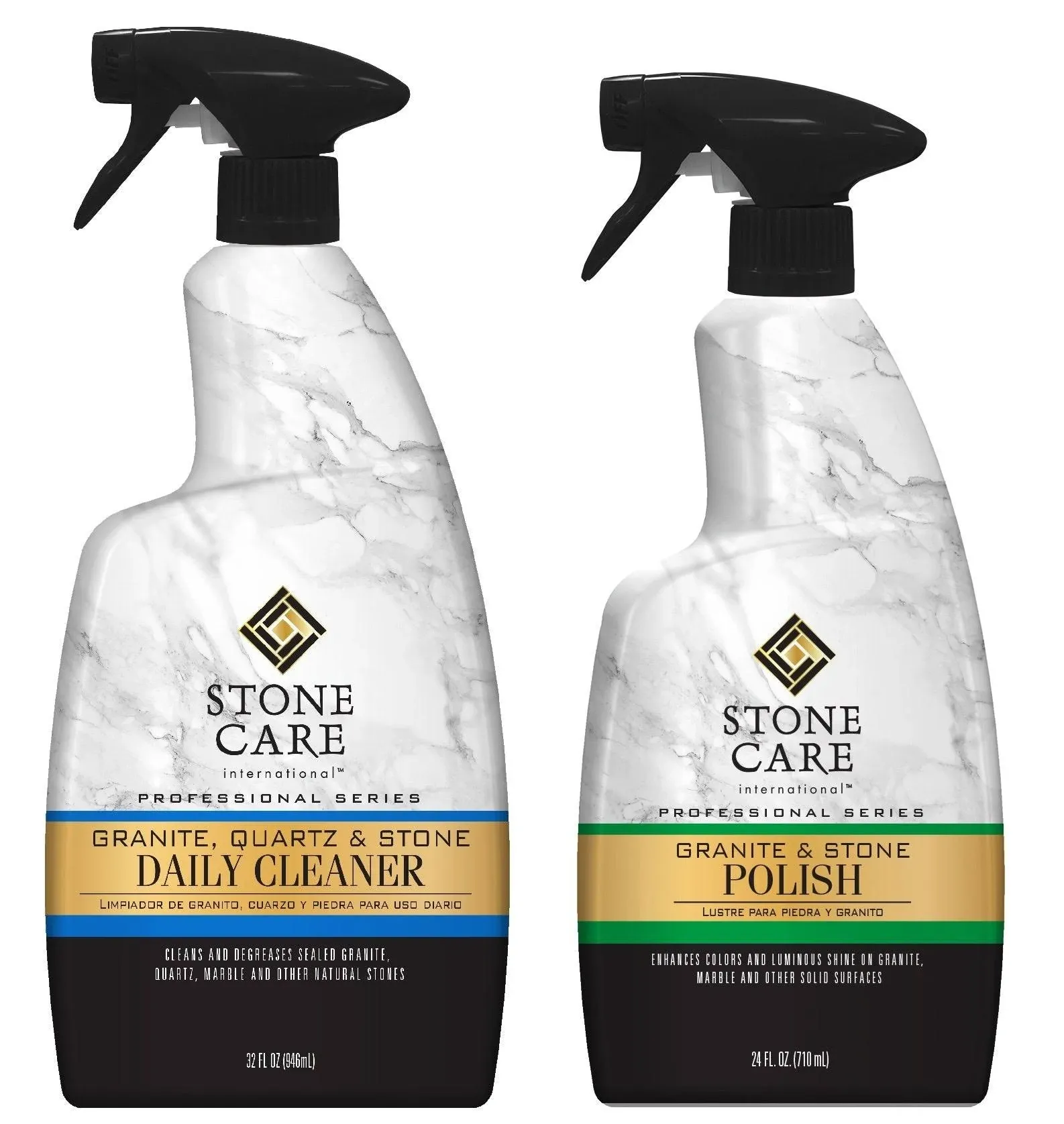 Stone Care International Granite Stone Cleaner and Polish Combo for Granite Marble Soapstone Quartz Quartzite Slate Limestone