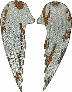 Galvanized Metal Rustic Angel Wings Wall Decor Set, Medium - Contemporary - Metal Wall Art - by Zeckos | Houzz