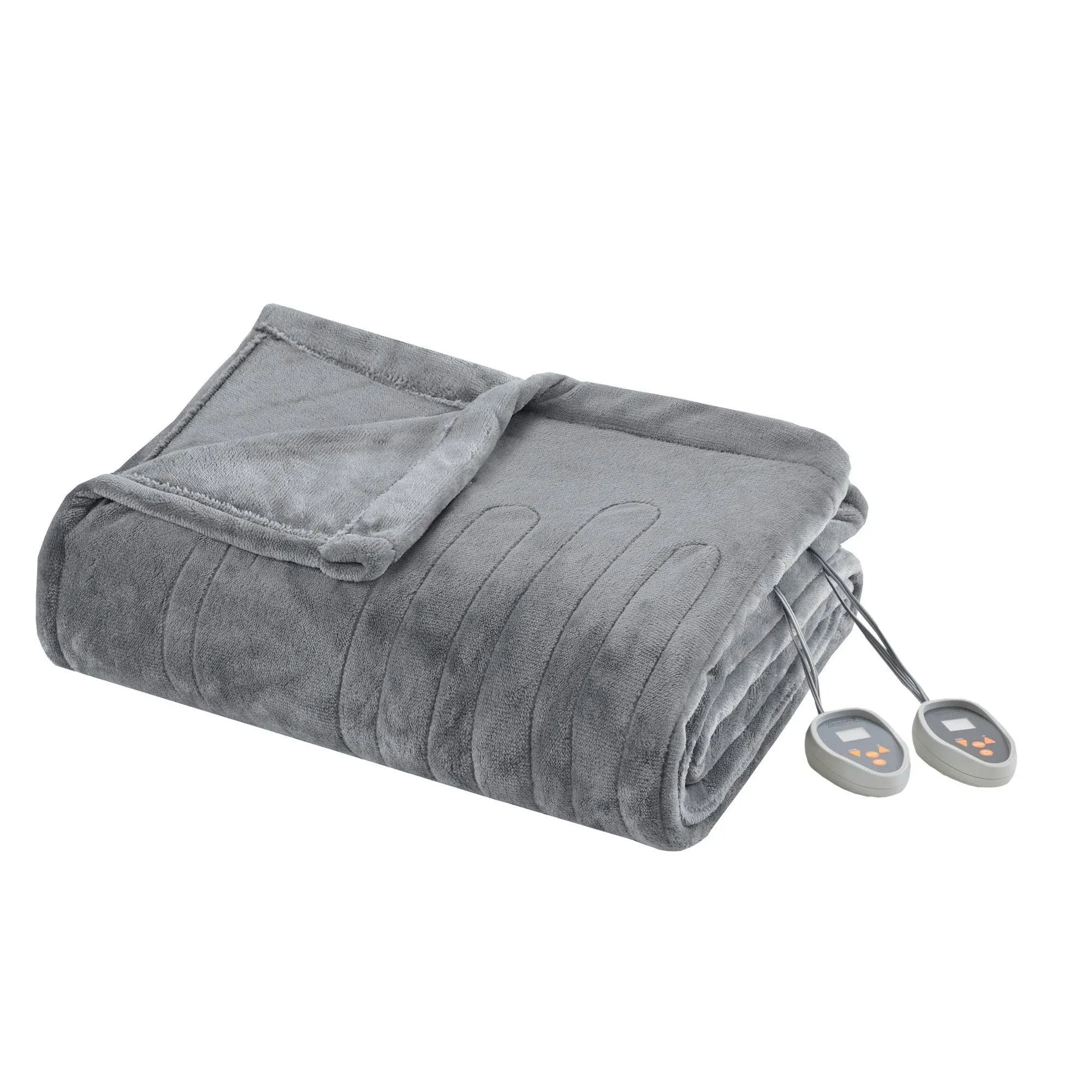 Beautyrest Plush Heated Electric Blanket, Gray, Queen