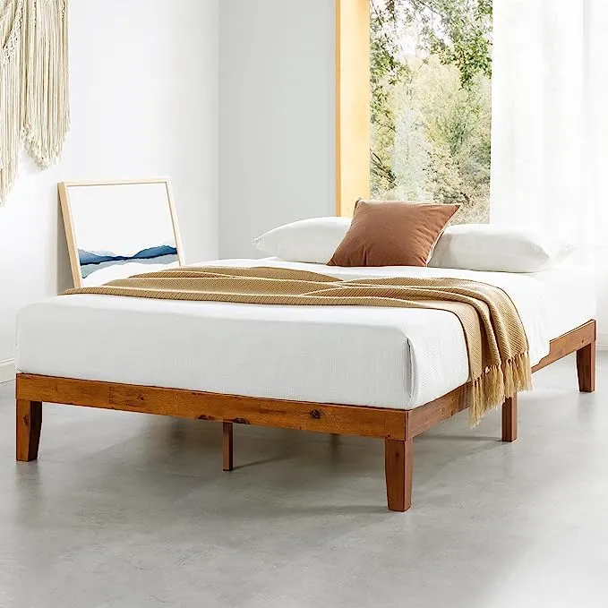 Mellow Naturalista Classic 12 Inch Solid Wood Platform Bed with Wooden Slats