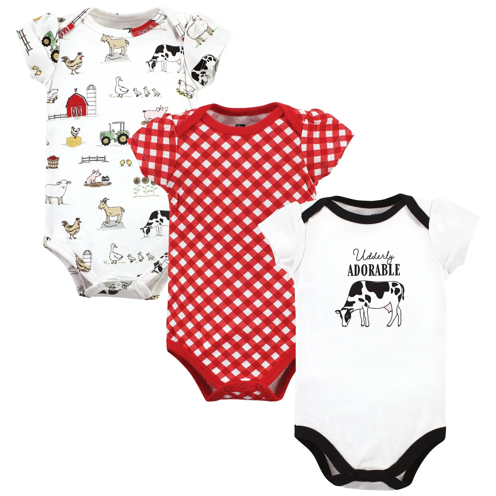 Hudson Baby Infant Girl Cotton Bodysuits, Udderly Adorable