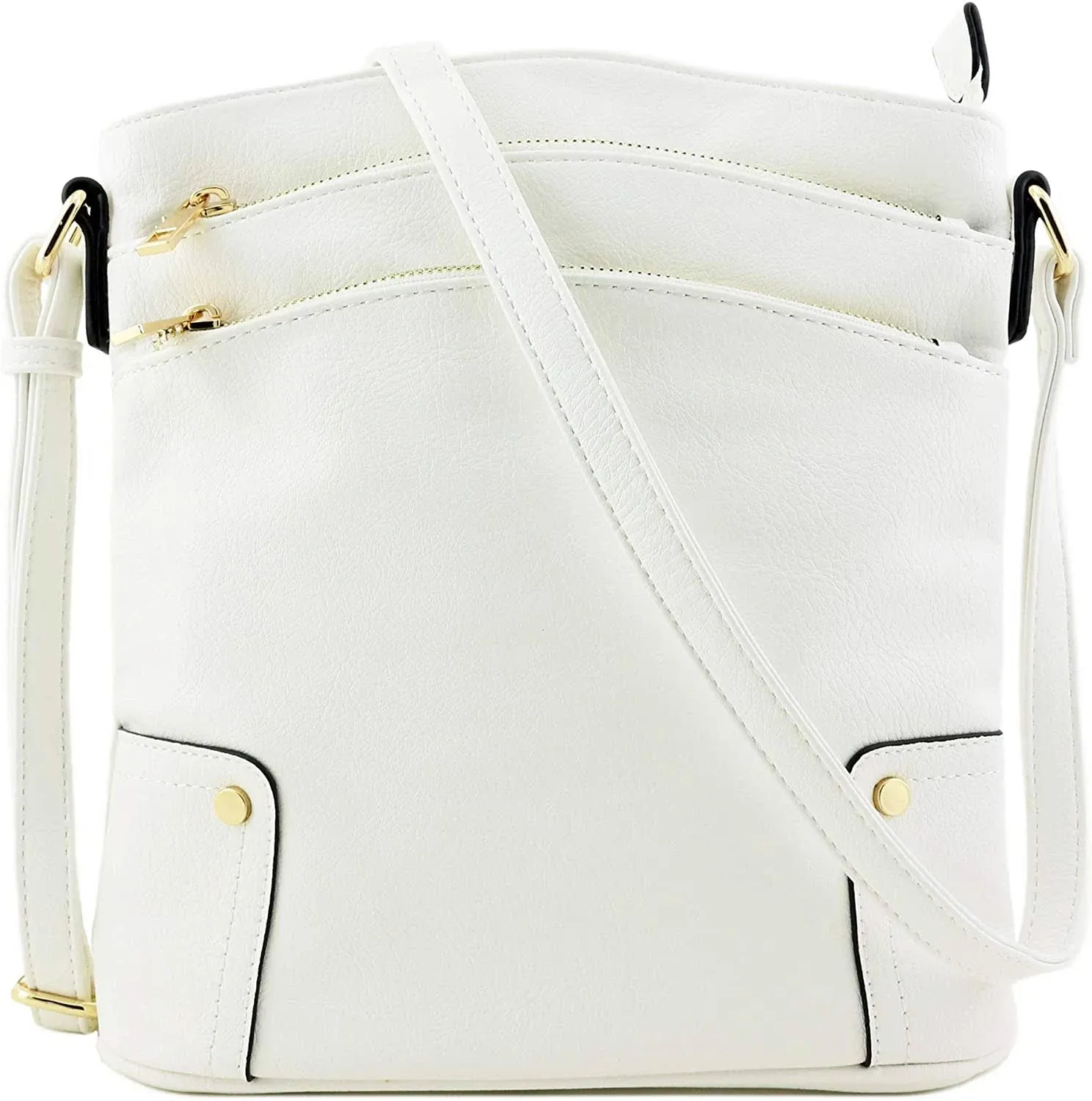 Alyssa Triple Zip Pocket Large Crossbody Bag | Color: White | Size: Os ...