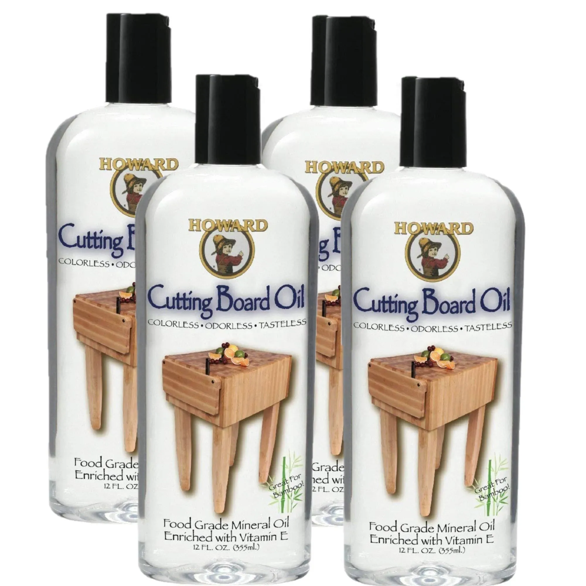 Howard Products CBC012 12OZ Cutting Board Cleaner, 12 oz, 12 Fl Oz & BBB012 Cutting Board Oil, 12 oz