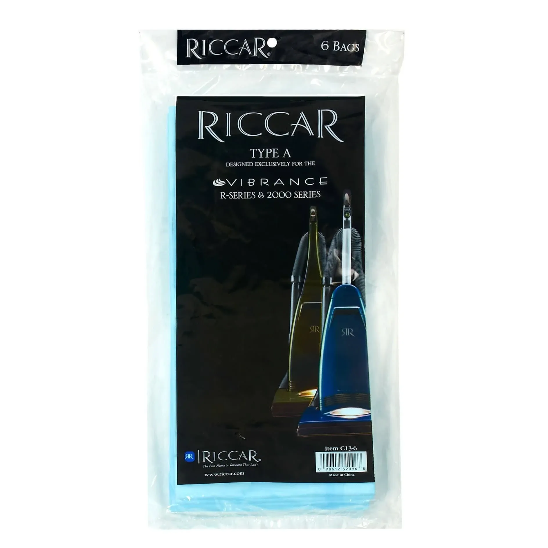 6 pack Riccar Type A Vacuum Bags Vibrance For R Series &amp; 2000 Series C13-6