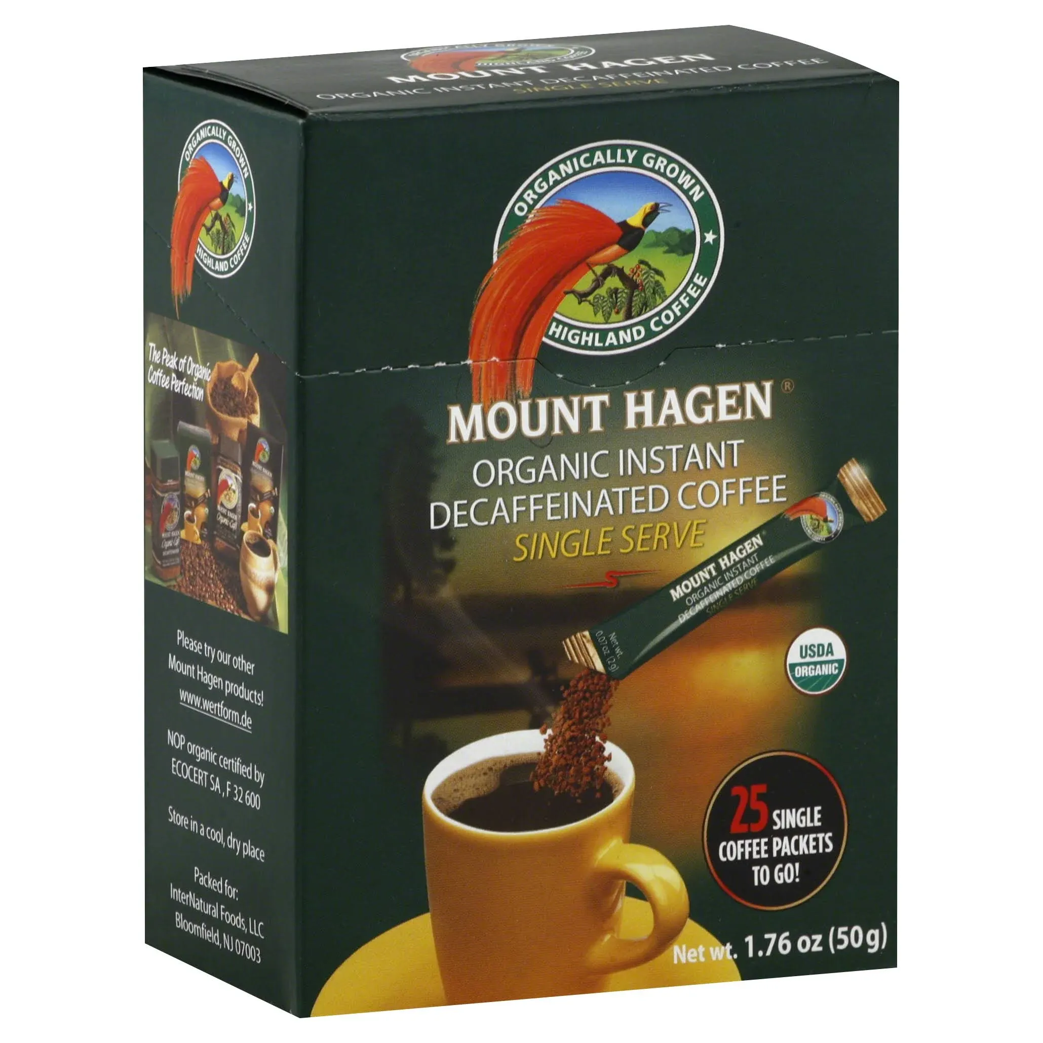 Mount Hagen, Organic Fairtrade Decaffeinated Instant Coffee, 25 Single Serve ...