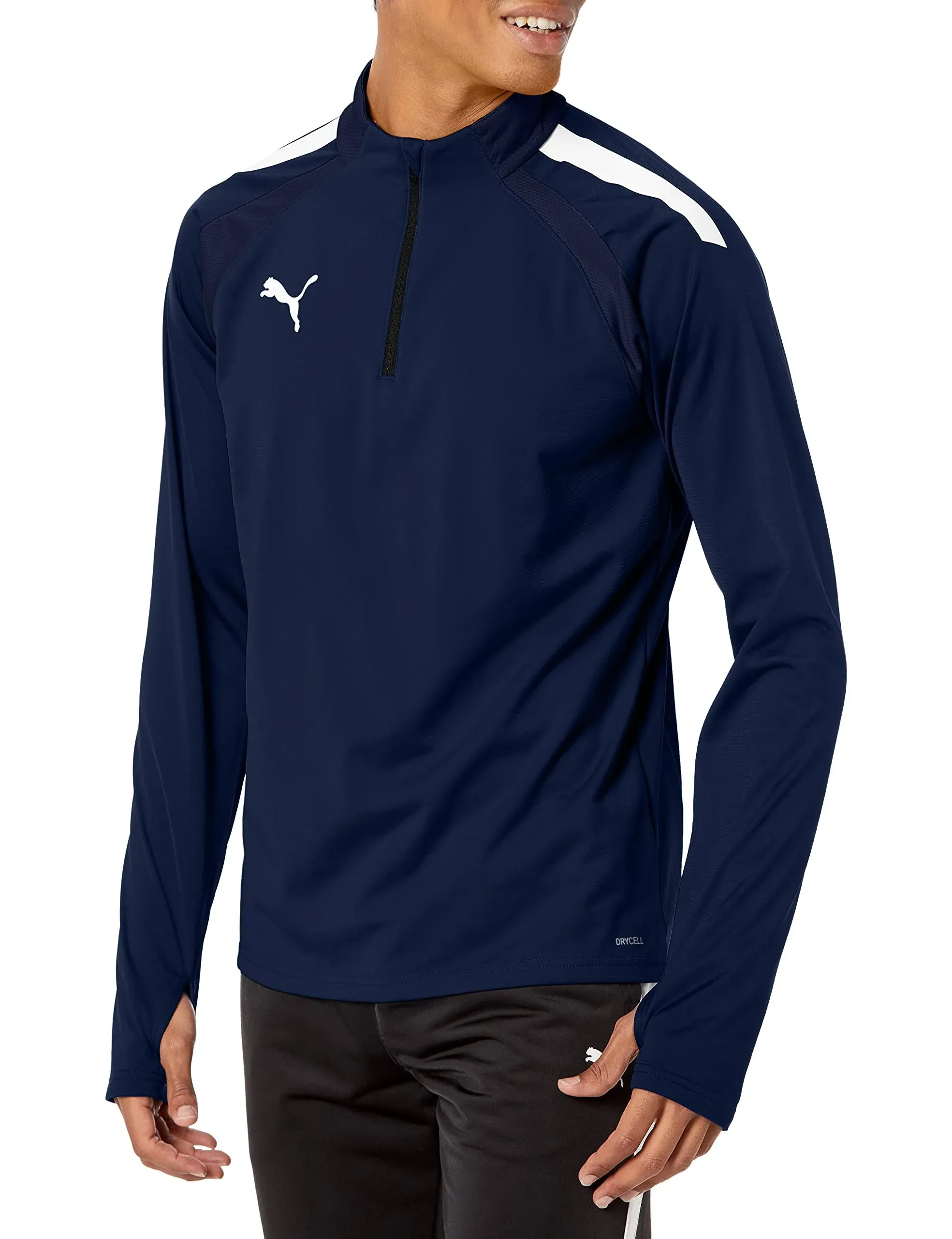 PUMA Men&#039;s teamLIGA 1/4 Zip Top, Navy White