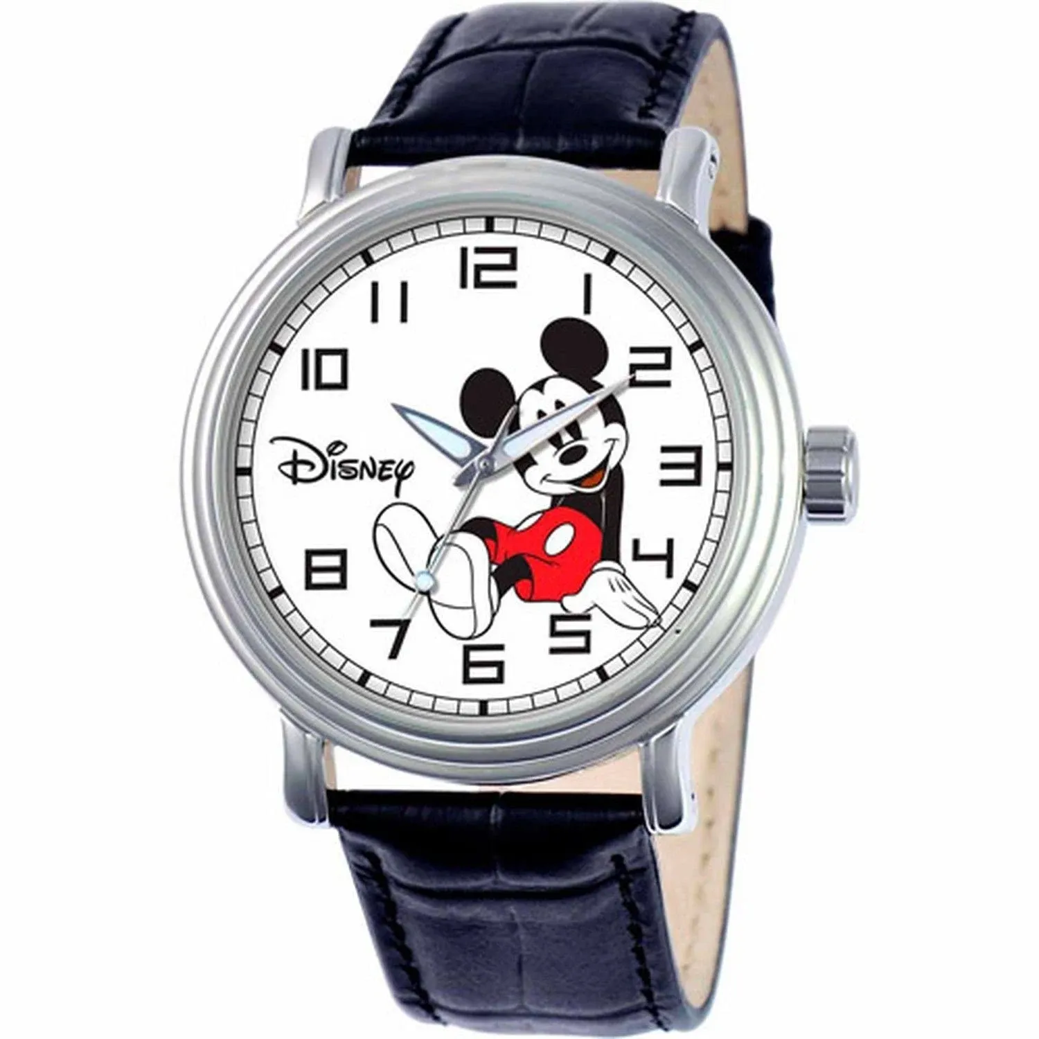 Disney Men&#039;s Black Mickey Mouse Monte Carlo Vintage Black Strap Watch W000531