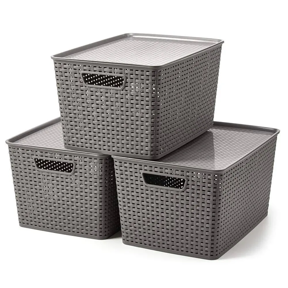 Ezoware Set of 3 Lidded Storage Bins