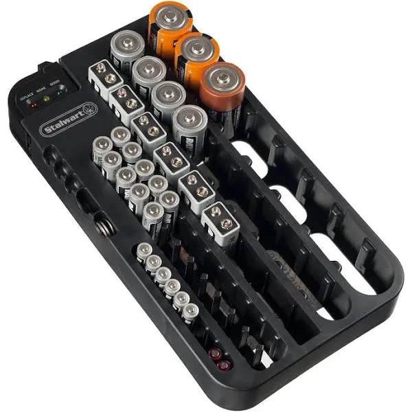 Battery Organizer with Removeable Volt Tester - 70 Piece Capacity Wall by ...