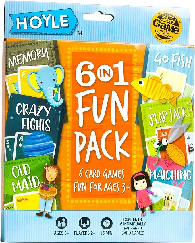 Hoyle 6 in 1 Kids Playing Cards Multi Game Pack, 6 Fun Games 1 (Ages 3+) 