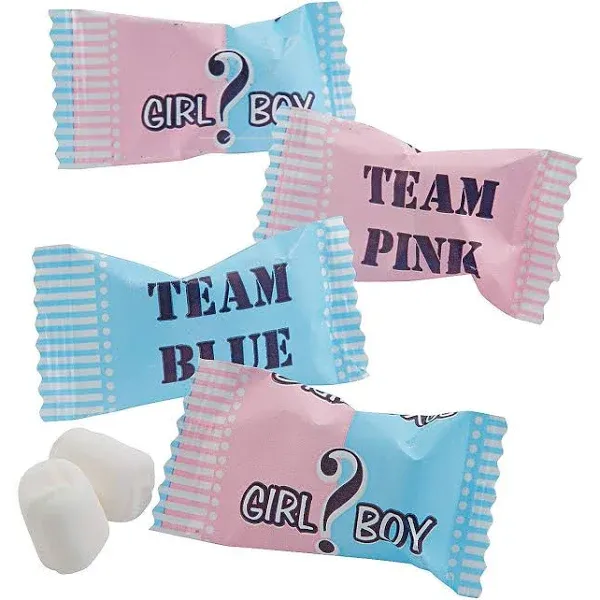 Team Blue/Pink Candy Buttermints, 108 individualy wrapped mints - Gender Reveal Candy, Baby Shower Party Supplies