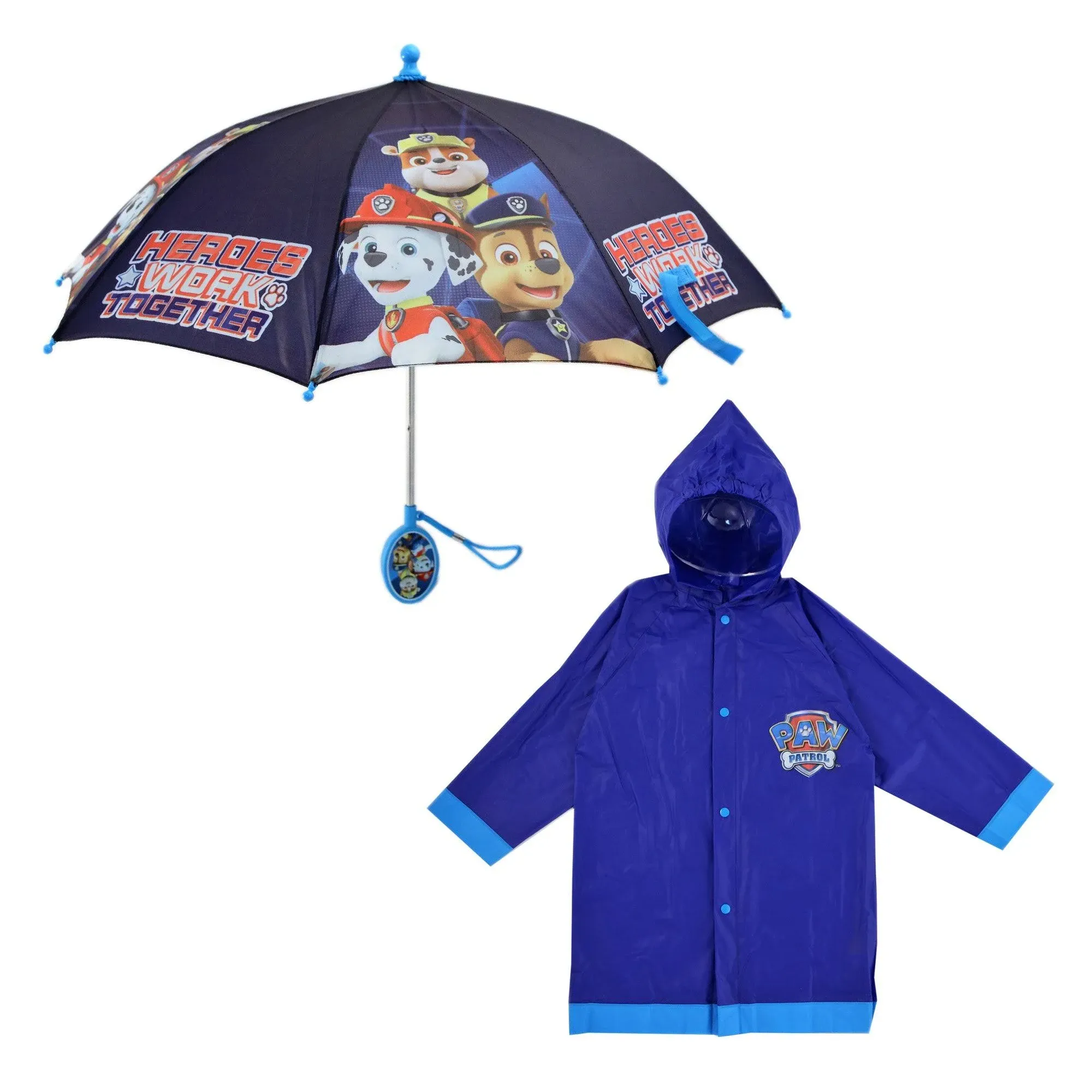 Nickelodeon Kids Umbrella and Slicker, Paw Patrol Toddler Boy Rain Wear Set, for Ages 2-7