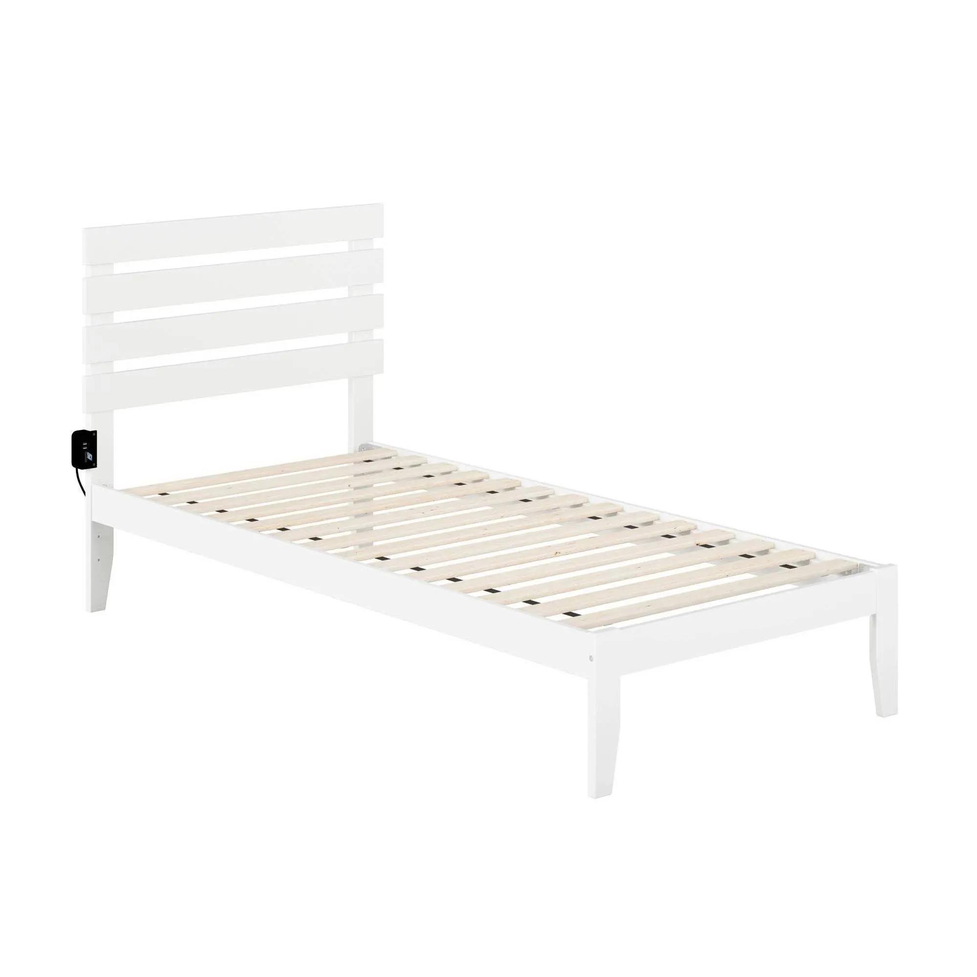 Oxford Twin Extra Long Bed w/ USB Turbo Charger in White by AFI Furnishings