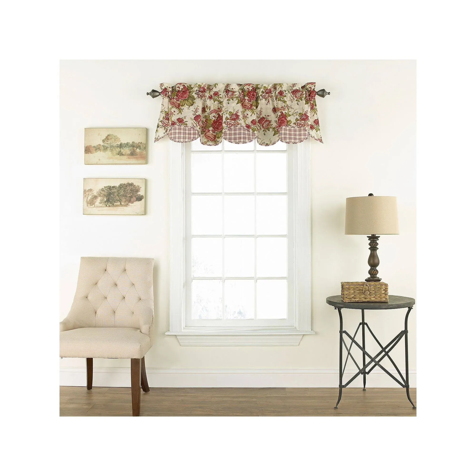 Waverly Norfolk - Window Borders with Curtain Pocket, for Kitchen and Living Room, 60 x 16 inches, Tea Stains