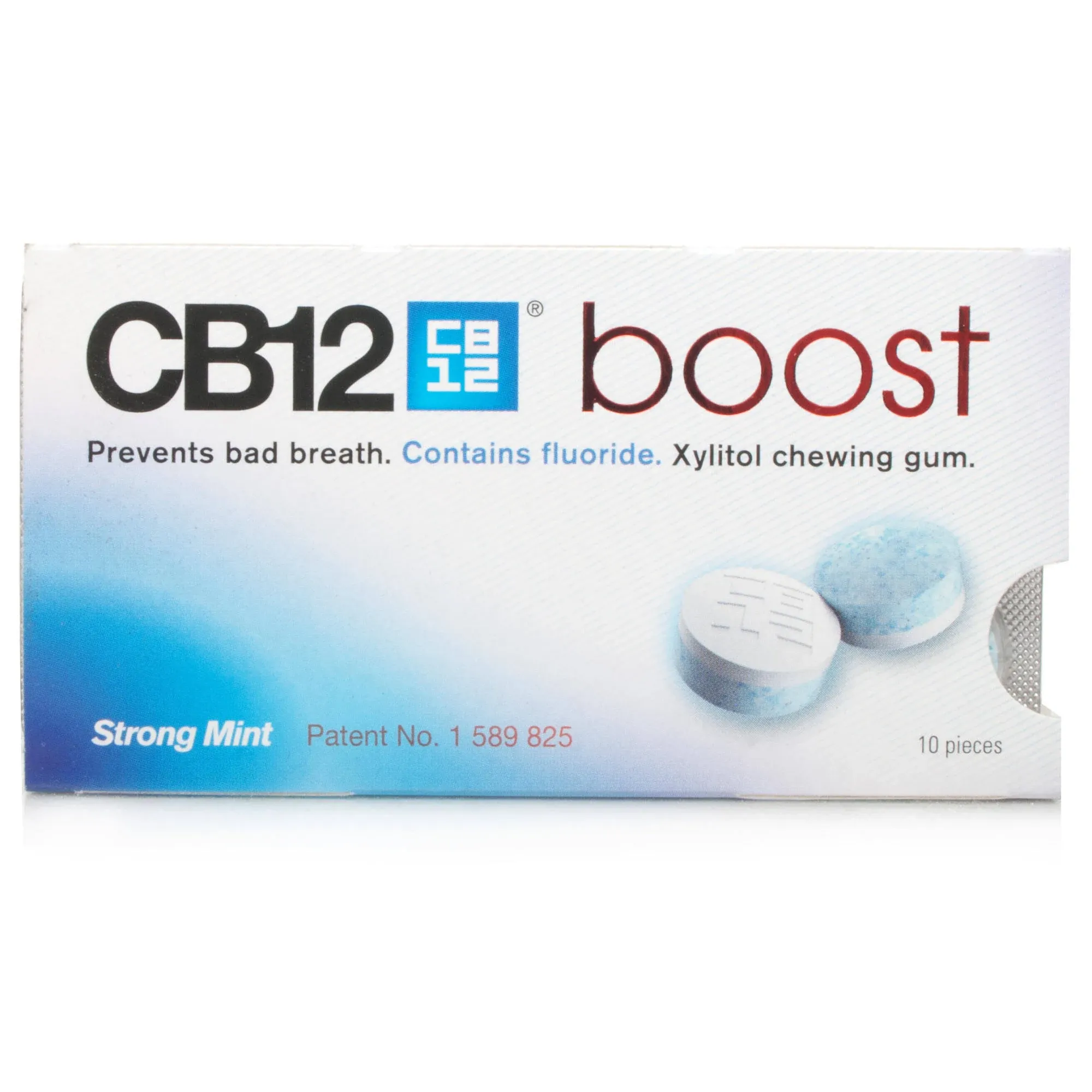 CB12 12 X Boost Sugar Free Chewing Gum Strong Mint 10 Pieces 20G