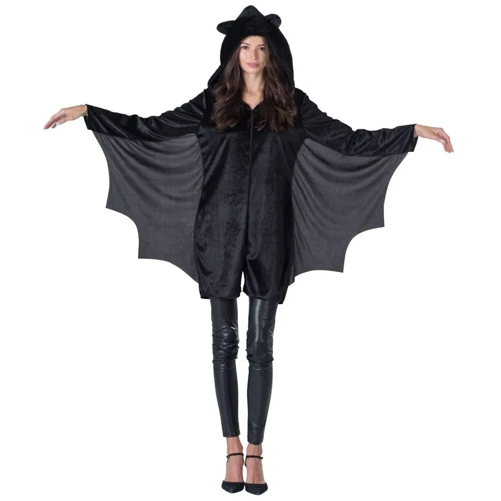 Dress Up America 1089-L Bat Jumpsuit Romper with Wings for Womens, Black - Large