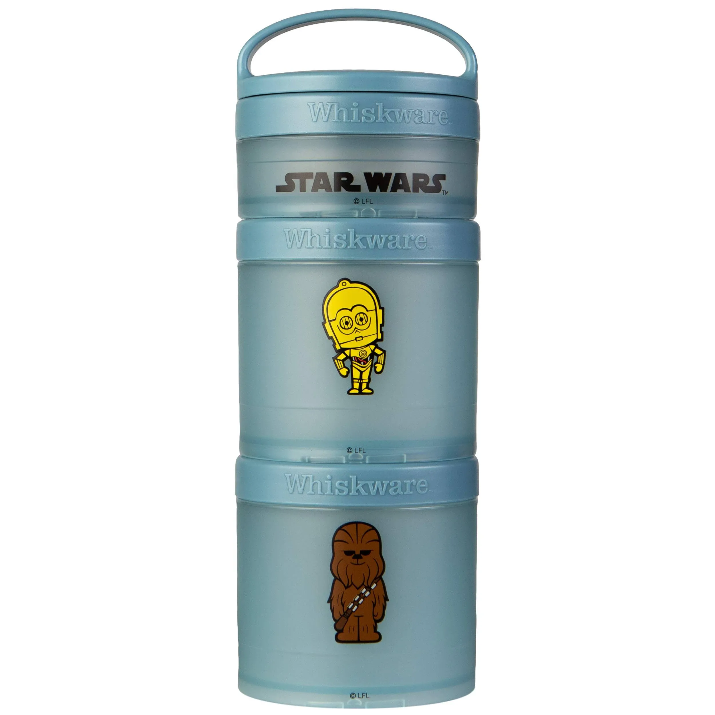 Whiskware - Star Wars - Recipientes para aperitivos para niños pequeños y niños, 3 vasos apilables para la escuela y los viajes, Darth Vader y Storm Trooper