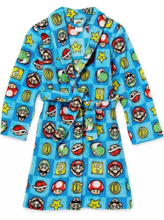 Super Mario Brothers Classic Characters Blue Plush Robe