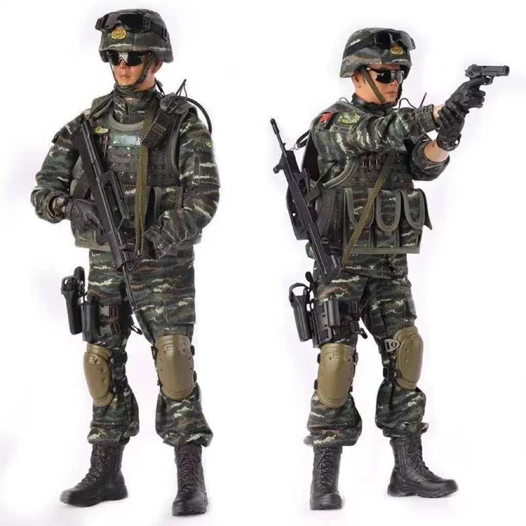 MoJyetli 1/6 Soldier Action Figure Model, Realistic Army Military Police Soldier Model Set with Accessories Collection Toys