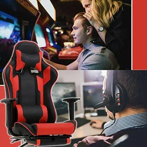 BestOffice Gaming Chair with Footrest,Ergonomic Office Chair Swivel Desk Chair Computer Lumbar Support Headrest,Racing