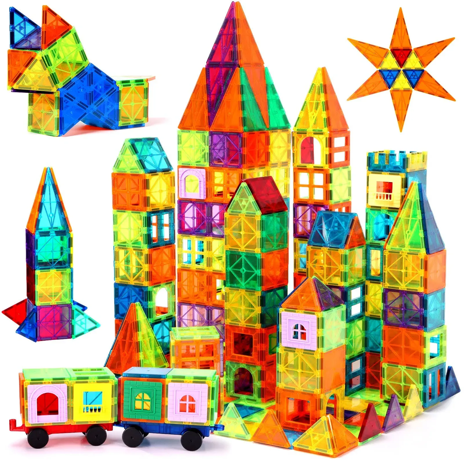 Magnetic Building Tiles for Kids,Educational Magnetic Stacking Blocks for Boys ...